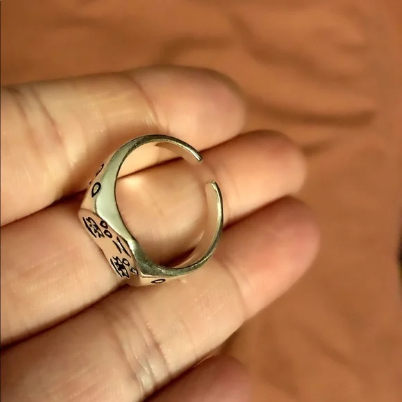 Sterling Silver Sad Crying Face Adjustable Ring - Picture 6 of 10